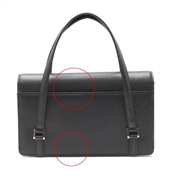 バーバリーロンドンBURBERRY LONDON 格子型押しレザーハンドバッグ 黒 K-111001_005