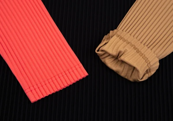 オムプリッセ イッセイ ミヤケHOMME PLISSE ISSEY MIYAKE 配色切替プリーツカットソー 黒ベージュF K-111007_007