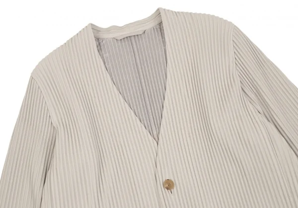 オムプリッセ イッセイ ミヤケHOMME PLISSE ISSEY MIYAKE プリーツノーカラージャケット ライトグレー1 K-111008_002