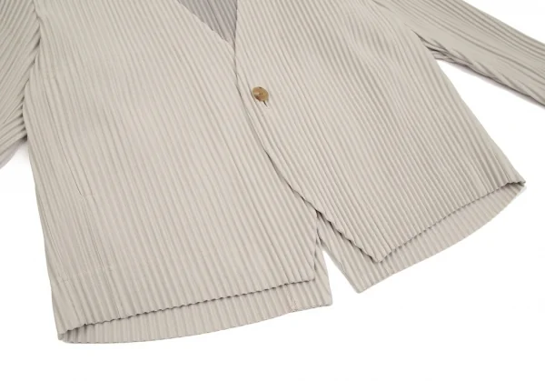 オムプリッセ イッセイ ミヤケHOMME PLISSE ISSEY MIYAKE プリーツノーカラージャケット ライトグレー1 K-111008_007