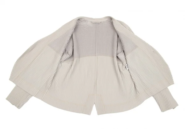 オムプリッセ イッセイ ミヤケHOMME PLISSE ISSEY MIYAKE プリーツノーカラージャケット ライトグレー1 K-111008_009