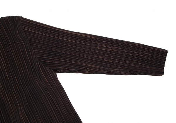 オムプリッセ イッセイ ミヤケHOMME PLISSE ISSEY MIYAKE プリーツストライプノーカラージャケット 黒茶1 K-111009_003