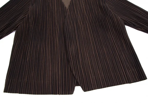 オムプリッセ イッセイ ミヤケHOMME PLISSE ISSEY MIYAKE プリーツストライプノーカラージャケット 黒茶1 K-111009_005