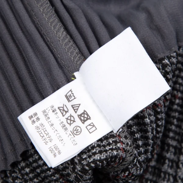 オムプリッセ イッセイ ミヤケHOMME PLISSE ISSEY MIYAKE プリーツグレンチェックプリントノーカラージャケット グレー2 K-111012_015