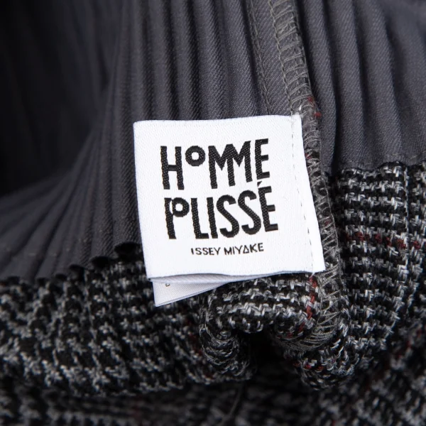 オムプリッセ イッセイ ミヤケHOMME PLISSE ISSEY MIYAKE プリーツグレンチェックプリントノーカラージャケット グレー2 K-111012_016