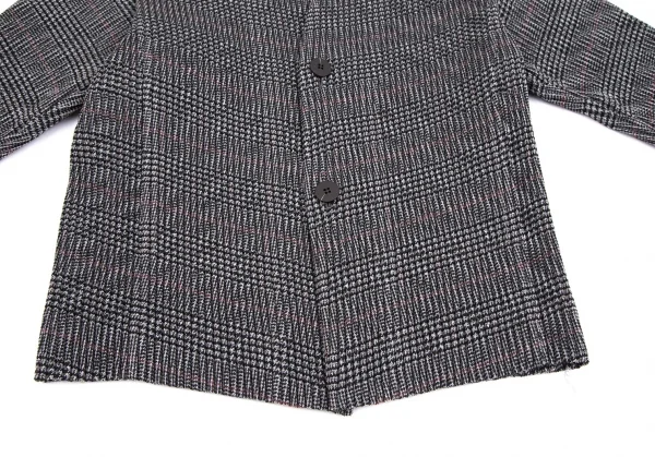 オムプリッセ イッセイ ミヤケHOMME PLISSE ISSEY MIYAKE プリーツグレンチェックプリントノーカラージャケット グレー2 K-111012_006