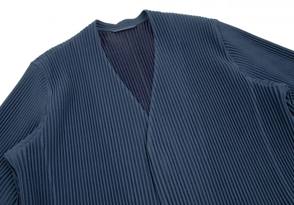 オムプリッセ イッセイ ミヤケHOMME PLISSE ISSEY MIYAKE プリーツノーカラーロングジャケット 紺4 K-111013_002