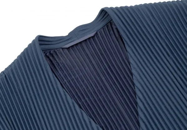 オムプリッセ イッセイ ミヤケHOMME PLISSE ISSEY MIYAKE プリーツノーカラーロングジャケット 紺4 K-111013_003