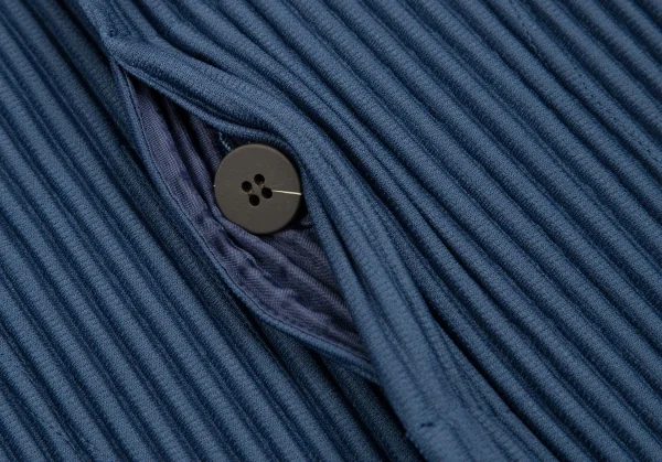 オムプリッセ イッセイ ミヤケHOMME PLISSE ISSEY MIYAKE プリーツノーカラーロングジャケット 紺4 K-111013_004