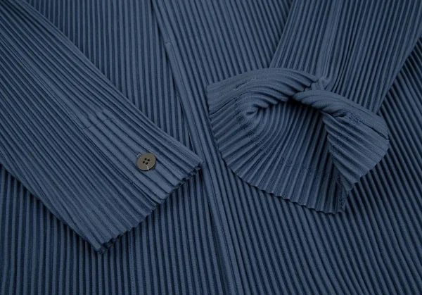 オムプリッセ イッセイ ミヤケHOMME PLISSE ISSEY MIYAKE プリーツノーカラーロングジャケット 紺4 K-111013_006