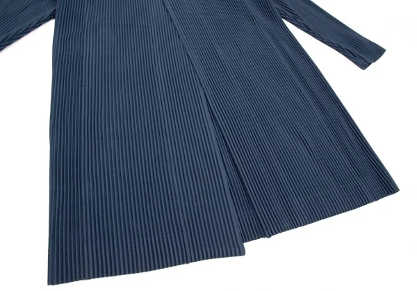 オムプリッセ イッセイ ミヤケHOMME PLISSE ISSEY MIYAKE プリーツノーカラーロングジャケット 紺4 K-111013_007