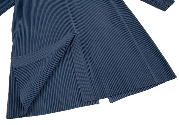 オムプリッセ イッセイ ミヤケHOMME PLISSE ISSEY MIYAKE プリーツノーカラーロングジャケット 紺4 K-111013_011