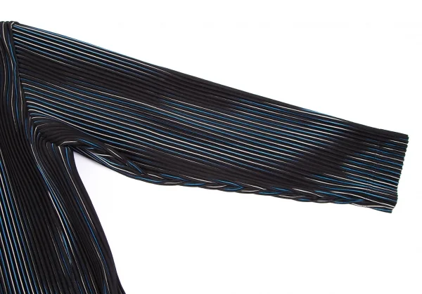 オムプリッセ イッセイ ミヤケHOMME PLISSE ISSEY MIYAKE プリーツストライプロングジャケット 黒白青3 K-111014_004
