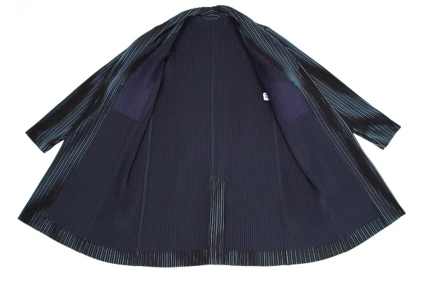 オムプリッセ イッセイ ミヤケHOMME PLISSE ISSEY MIYAKE プリーツストライプロングジャケット 黒白青3 K-111014_008