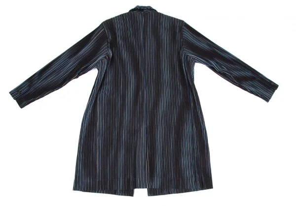 オムプリッセ イッセイ ミヤケHOMME PLISSE ISSEY MIYAKE プリーツストライプロングジャケット 黒白青3 K-111014_009