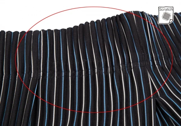 オムプリッセ イッセイ ミヤケHOMME PLISSE ISSEY MIYAKE サイドタックプリーツストライプワイドパンツ 黒白青3 K-111015_010