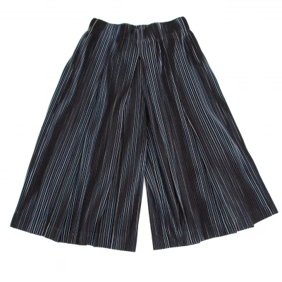 オムプリッセ イッセイ ミヤケHOMME PLISSE ISSEY MIYAKE サイドタックプリーツストライプワイドパンツ 黒白青