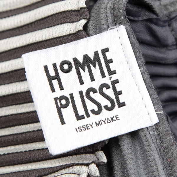 オムプリッセ イッセイ ミヤケHOMME PLISSE ISSEY MIYAKE プリーツストライプタックワイドパンツ ライトグレー茶2 K-111023_015