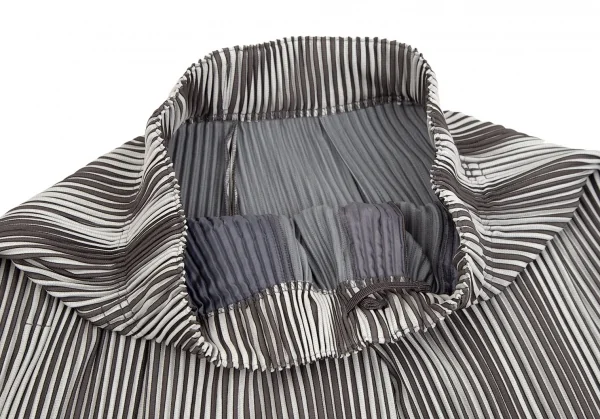 オムプリッセ イッセイ ミヤケHOMME PLISSE ISSEY MIYAKE プリーツストライプタックワイドパンツ ライトグレー茶2 K-111023_005