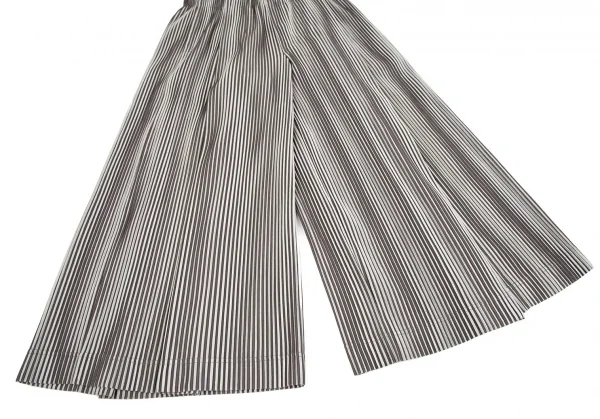 オムプリッセ イッセイ ミヤケHOMME PLISSE ISSEY MIYAKE プリーツストライプタックワイドパンツ ライトグレー茶2 K-111023_007