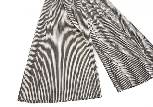 オムプリッセ イッセイ ミヤケHOMME PLISSE ISSEY MIYAKE プリーツストライプタックワイドパンツ ライトグレー茶2 K-111023_008