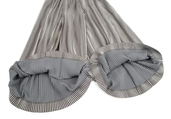 オムプリッセ イッセイ ミヤケHOMME PLISSE ISSEY MIYAKE プリーツストライプタックワイドパンツ ライトグレー茶2 K-111023_009
