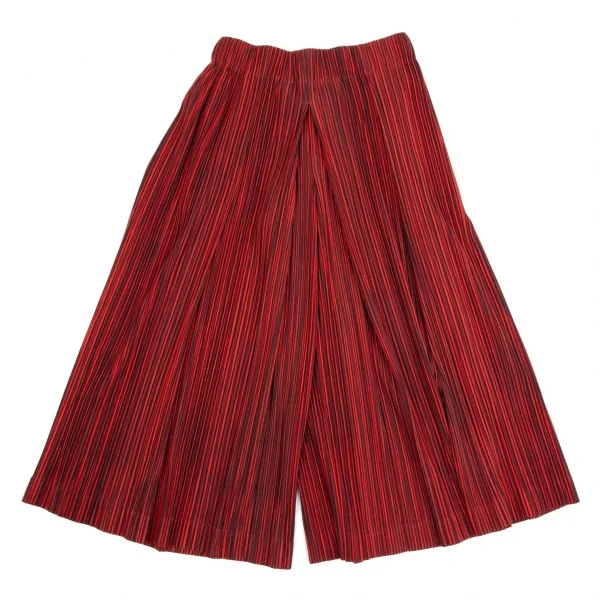 オムプリッセ イッセイ ミヤケHOMME PLISSE ISSEY MIYAKE プリーツストライプ袴パンツ 赤黒3 K-111024_001