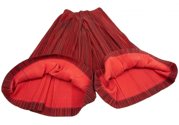 オムプリッセ イッセイ ミヤケHOMME PLISSE ISSEY MIYAKE プリーツストライプ袴パンツ 赤黒3 K-111024_010