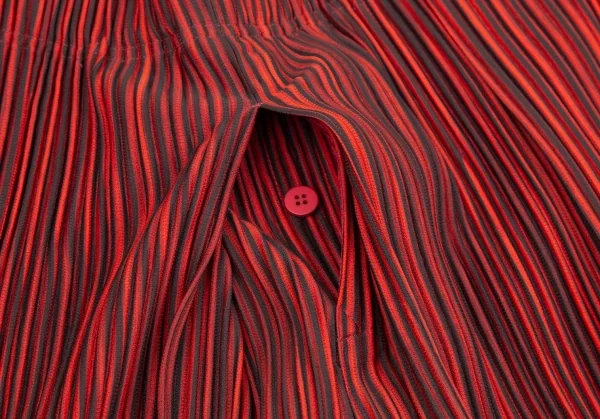 オムプリッセ イッセイ ミヤケHOMME PLISSE ISSEY MIYAKE プリーツストライプ袴パンツ 赤黒3 K-111024_004
