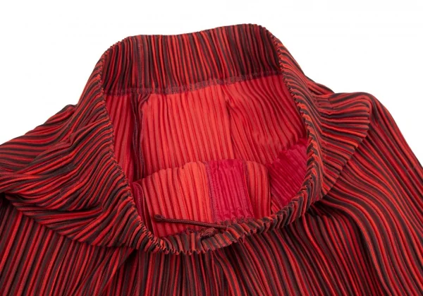 オムプリッセ イッセイ ミヤケHOMME PLISSE ISSEY MIYAKE プリーツストライプ袴パンツ 赤黒3 K-111024_005