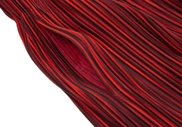 オムプリッセ イッセイ ミヤケHOMME PLISSE ISSEY MIYAKE プリーツストライプ袴パンツ 赤黒3 K-111024_006