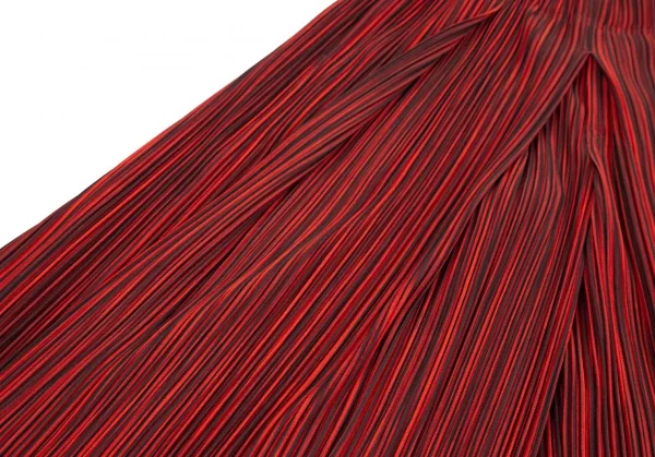 オムプリッセ イッセイ ミヤケHOMME PLISSE ISSEY MIYAKE プリーツストライプ袴パンツ 赤黒3 K-111024_008
