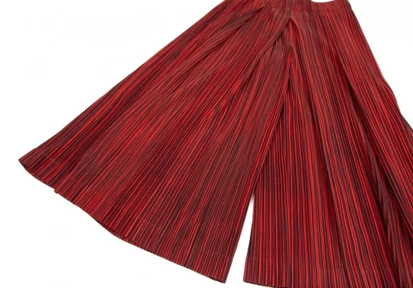 オムプリッセ イッセイ ミヤケHOMME PLISSE ISSEY MIYAKE プリーツストライプ袴パンツ 赤黒3 K-111024_009
