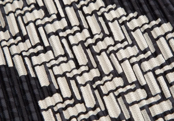 オムプリッセ イッセイ ミヤケHOMME PLISSE ISSEY MIYAKE 総柄プリントサイドタックプリーツワイドパンツ 黒生成り2 K-111026_014