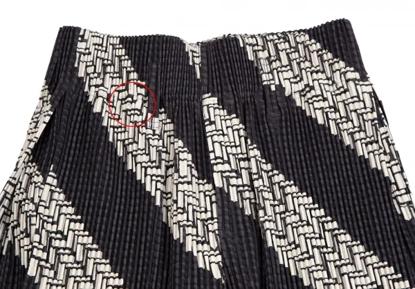 オムプリッセ イッセイ ミヤケHOMME PLISSE ISSEY MIYAKE 総柄プリントサイドタックプリーツワイドパンツ 黒生成り2 K-111026_002