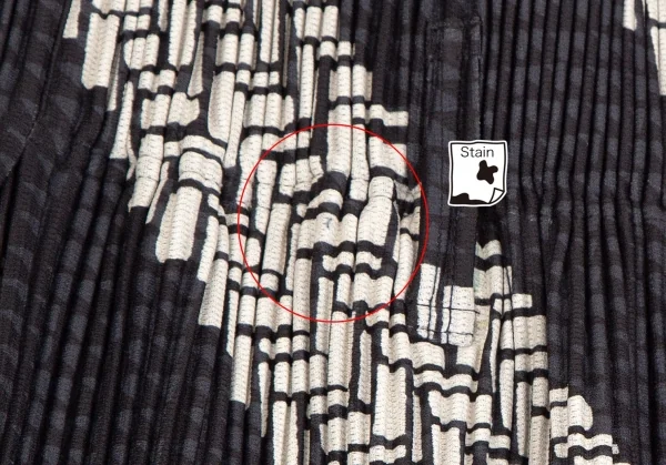 オムプリッセ イッセイ ミヤケHOMME PLISSE ISSEY MIYAKE 総柄プリントサイドタックプリーツワイドパンツ 黒生成り2 K-111026_003