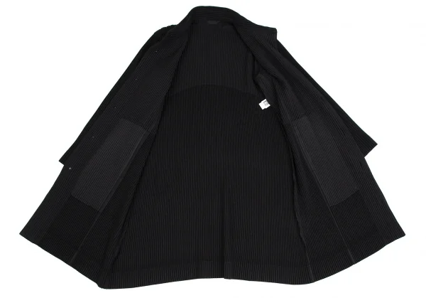 オムプリッセ イッセイ ミヤケHOMME PLISSE ISSEY MIYAKE ウールライクプリーツステンカラーコート 黒2 K-111027_009
