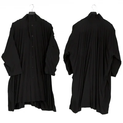 オムプリッセ イッセイ ミヤケHOMME PLISSE ISSEY MIYAKE ハンドプリーツエッジコート 黒