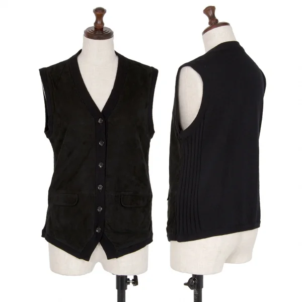 マドモアゼルノンノン ノンノNON NO Mademoiselle NON NON ゴートスウェード切替ニットカーディガンベスト 黒L K-111037_001