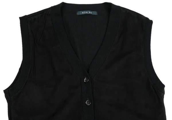 マドモアゼルノンノン ノンノNON NO Mademoiselle NON NON ゴートスウェード切替ニットカーディガンベスト 黒L K-111037_003