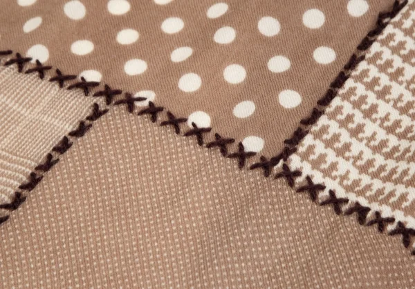 マドモアゼルノンノンMademoiselle NON NON グレンチェックドットステッチ切替ストール モカベージュ K-111042_003