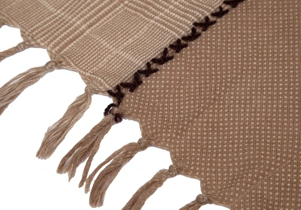 マドモアゼルノンノンMademoiselle NON NON グレンチェックドットステッチ切替ストール モカベージュ K-111042_004