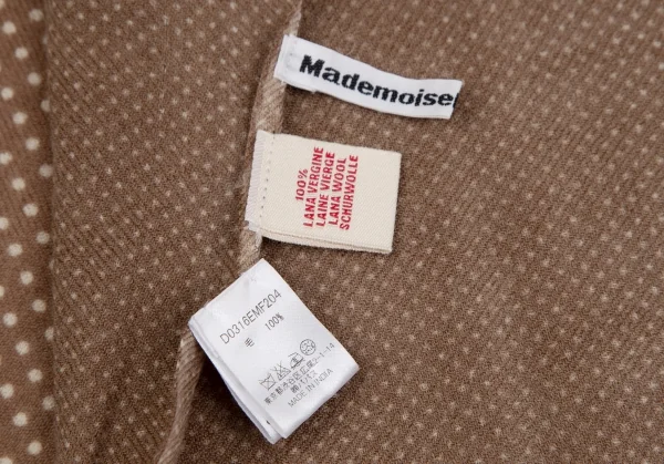 マドモアゼルノンノンMademoiselle NON NON グレンチェックドットステッチ切替ストール モカベージュ K-111042_008