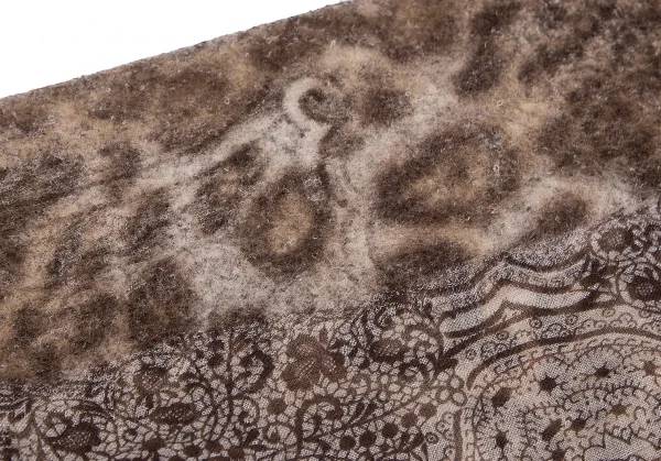 マドモアゼルノンノンMademoiselle NON NON レオパードニードルパンチペイズリーストール 茶ベージュ K-111043_011