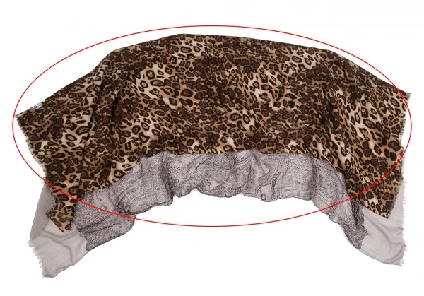 マドモアゼルノンノンMademoiselle NON NON レオパードニードルパンチペイズリーストール 茶ベージュ K-111043_002