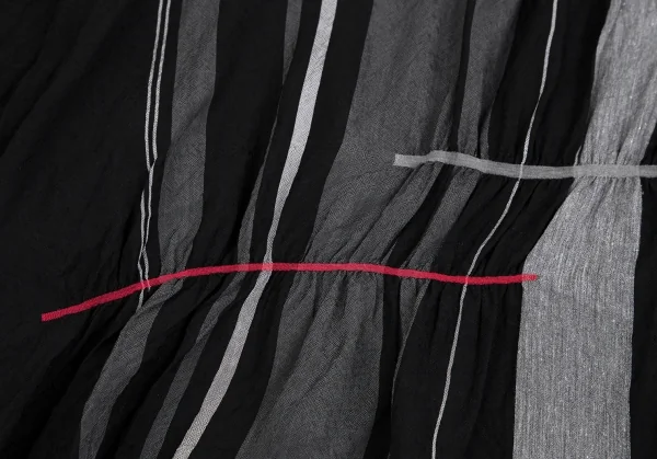 プルドゥpour deux シャーリングギャザーストライプシャツ 黒グレーM K-111046_014