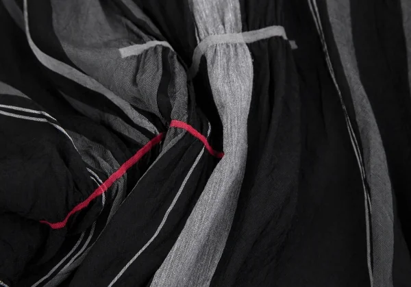 プルドゥpour deux シャーリングギャザーストライプシャツ 黒グレーM K-111046_015