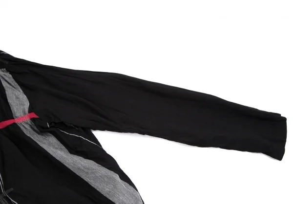 プルドゥpour deux シャーリングギャザーストライプシャツ 黒グレーM K-111046_006