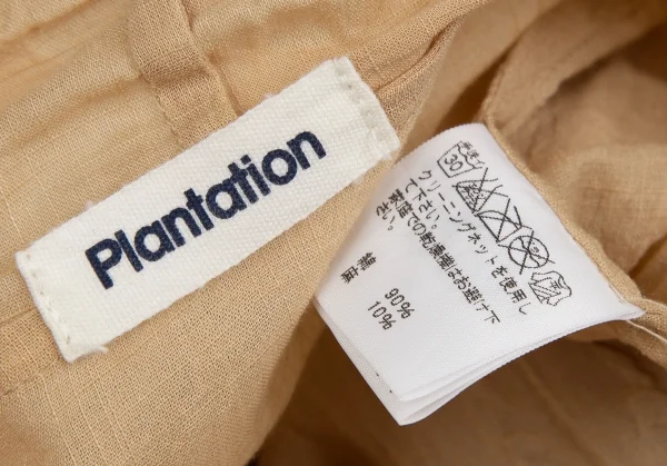 プランテーションPlantation ボタニカルリップルスタンドカラー半袖シャツ モカベージュM K-111057_015