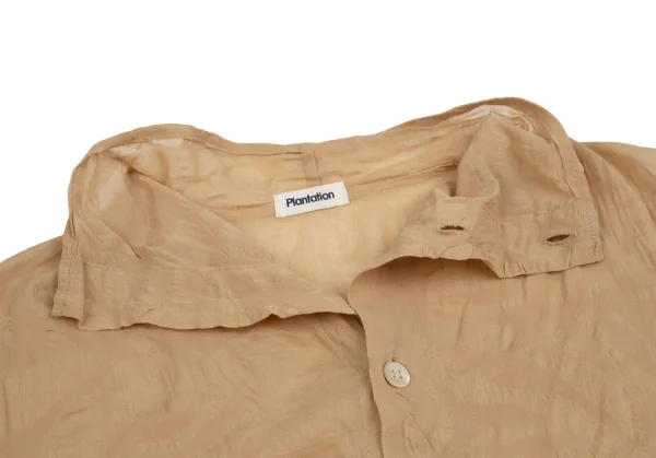 プランテーションPlantation ボタニカルリップルスタンドカラー半袖シャツ モカベージュM K-111057_004